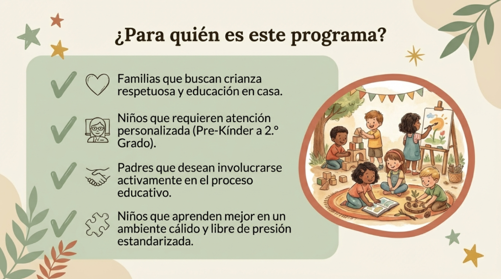 ¿Para quién es este programa? - Familias, niños y padres comprometidos con la educación alternativa